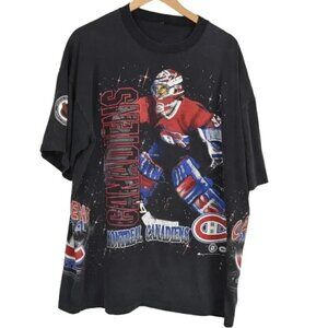 Vintage Montreal Canadians NHL Hockey T-Shirt 1994 All  Over Print Size XL